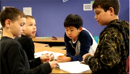 Students working in a group 